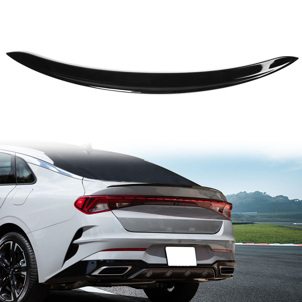 Rear Spoiler Wing Lip for Kia K5 2021-2024 OE Style Gloss Black ABS