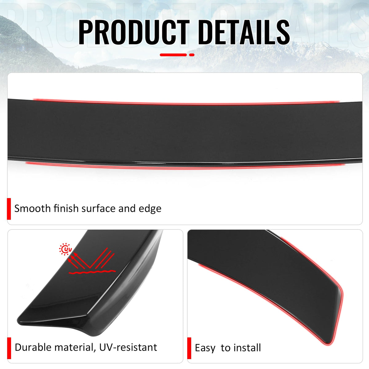 2007-2012 Lexus ES350 XV40 Rear Trunk Boot Deck Lid Spoiler Wing Lip IKON Style Gloss Black ABS Plastic