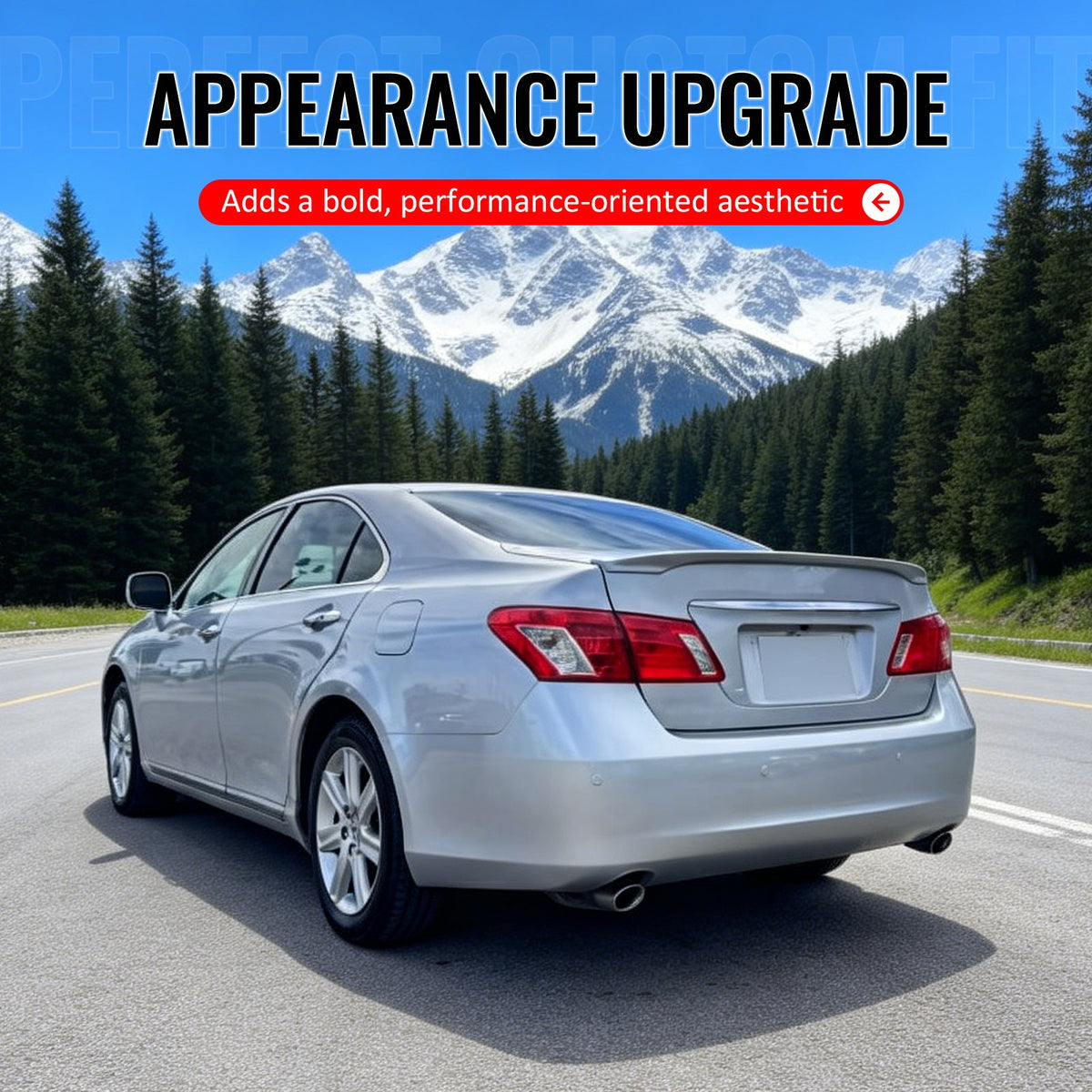 2007-2012 Lexus ES350 XV40 Rear Trunk Boot Deck Lid Spoiler Wing Lip IKON Style Gloss Black ABS Plastic