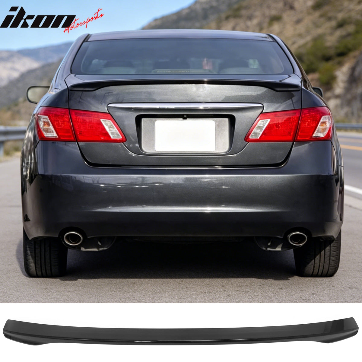 2007-2012 Lexus ES350 XV40 Rear Trunk Boot Deck Lid Spoiler Wing Lip IKON Style Gloss Black ABS Plastic