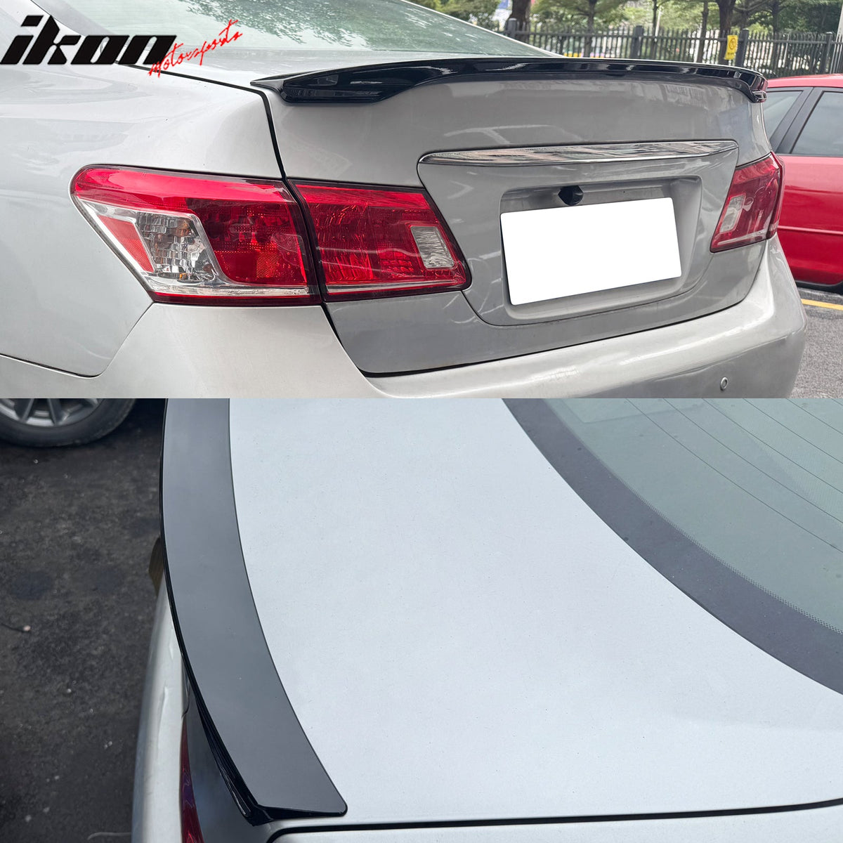 2007-2012 Lexus ES350 XV40 Rear Trunk Boot Deck Lid Spoiler Wing Lip IKON Style Gloss Black ABS Plastic