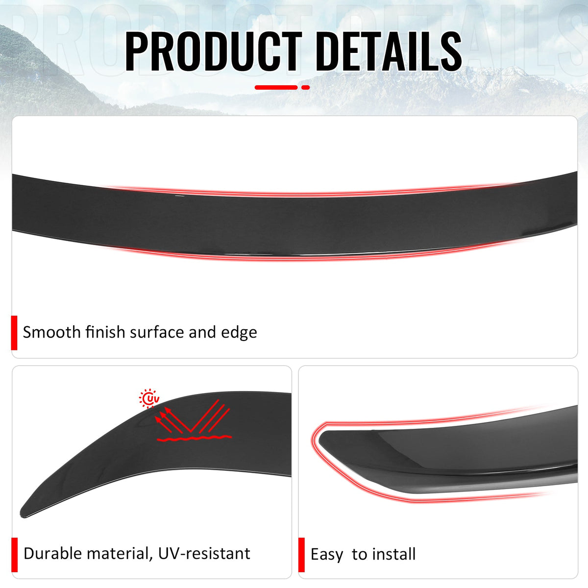 2013-2018 Lexus ES300h ES350 XV60 Rear Trunk Boot Deck Lid Spoiler Wing Lip OE Style Gloss Black ABS Plastic