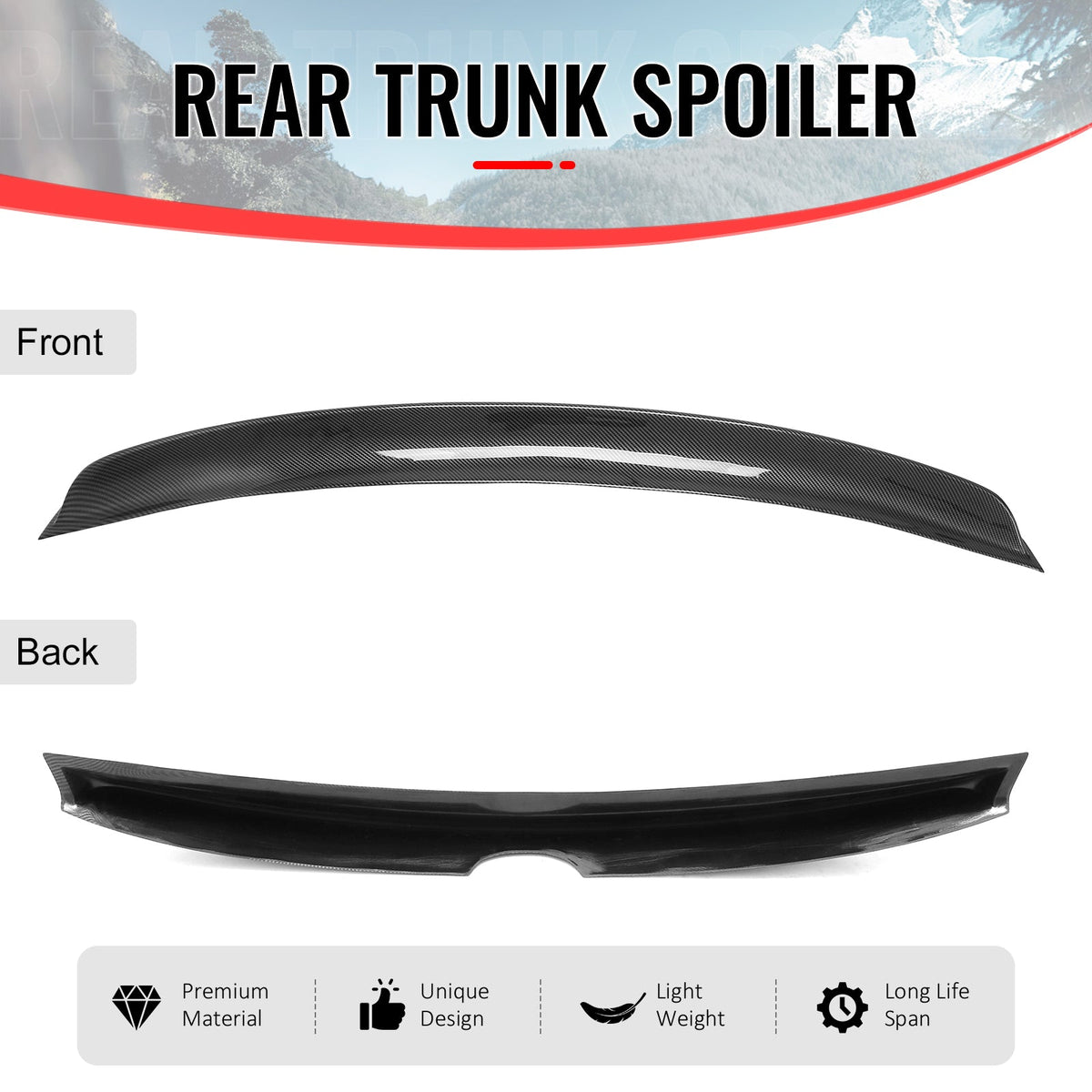 2013-2020 Lexus GS350 GS300 GS450h GS200t GS F Duckbill Style Duckbill Trunk Spoiler Carbon Fiber Print ABS