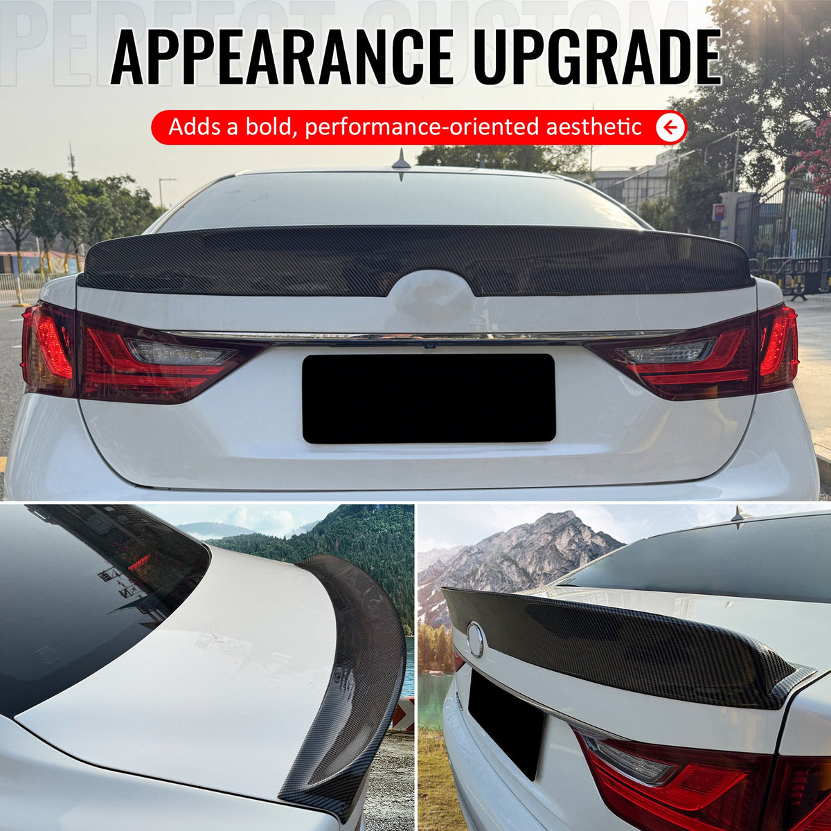 2013-2020 Lexus GS350 GS300 GS450h GS200t GS F Duckbill Style Duckbill Trunk Spoiler Carbon Fiber Print ABS