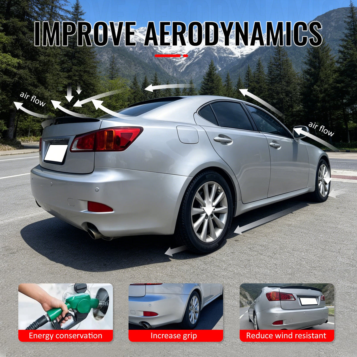2006-2013 Lexus IS250/IS350 XE20 & 2008-2013 IS F Sedan 4-Door Rear Trunk Deck Lid Spoiler Wing Lip OE Style Gloss Black ABS Plastic