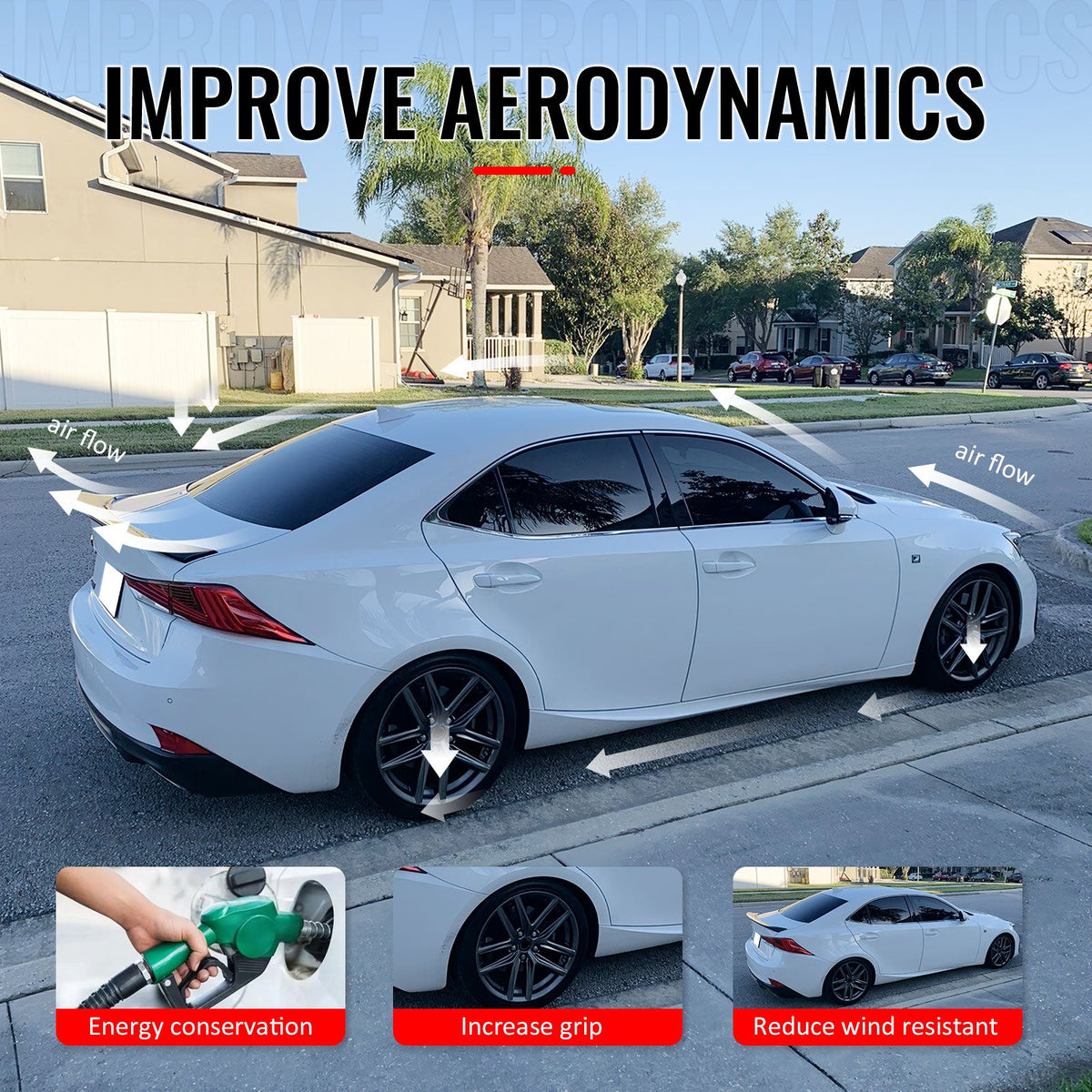 Trunk Spoiler for Lexus IS200t IS250 IS300 IS350 Sedan 2014-2020 AR Style Matte Black ABS