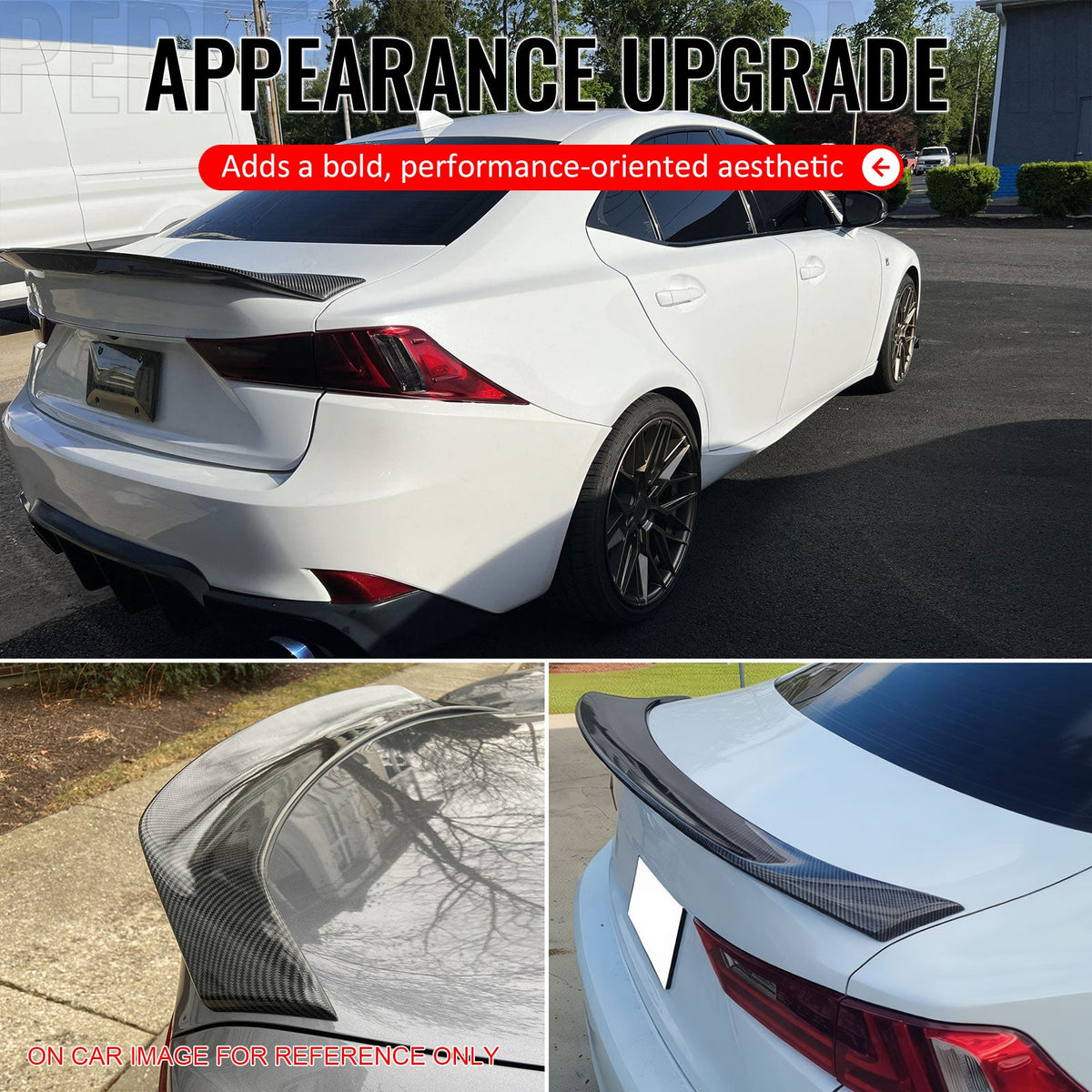Trunk Spoiler for Lexus IS200t IS250 IS300 IS350 Sedan 2014-2020 AR Style Carbon Fiber Print ABS