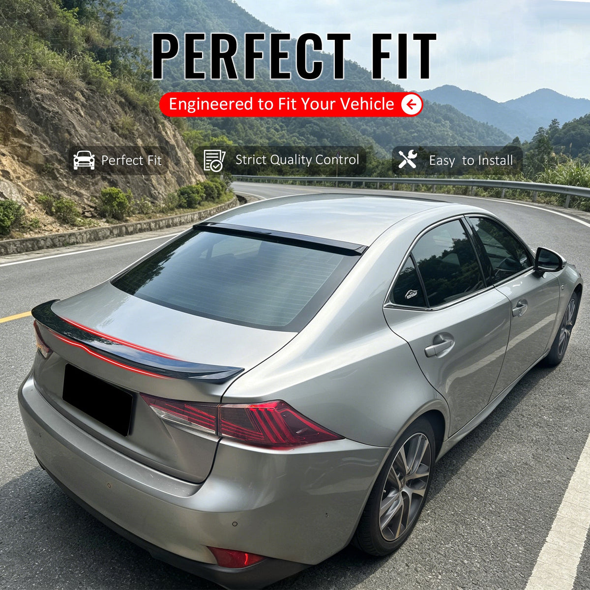 2014-2020 Lexus IS200t IS250 IS300 IS350 XE30 Sedan 4-Door Rear Trunk Deck Lid Spoiler Wing Lip OE Style Gloss Black ABS Plastic