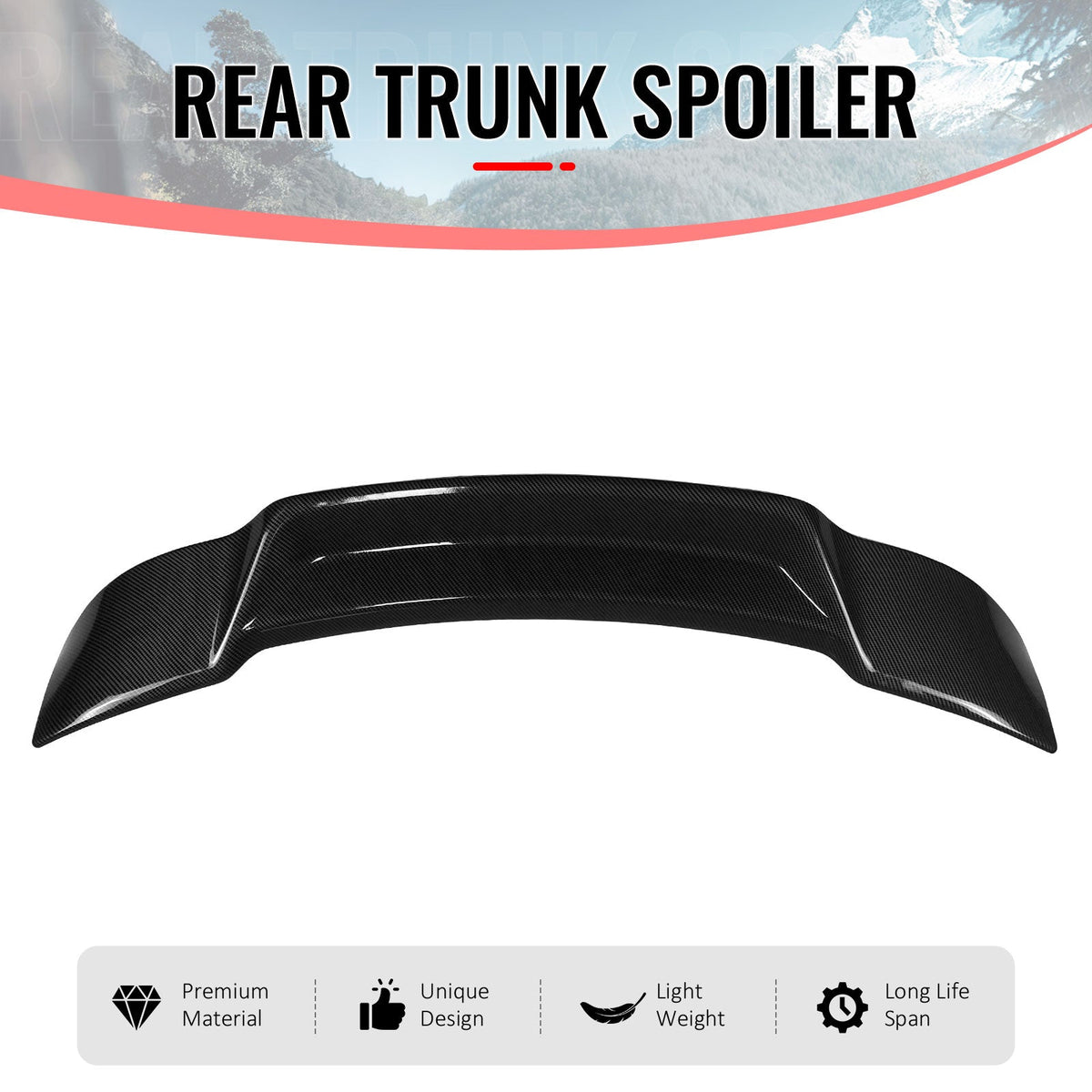 Trunk Spoiler for Lexus IS200t IS250 IS300 IS350 Sedan 2014-2020 R Style Carbon Fiber Print ABS