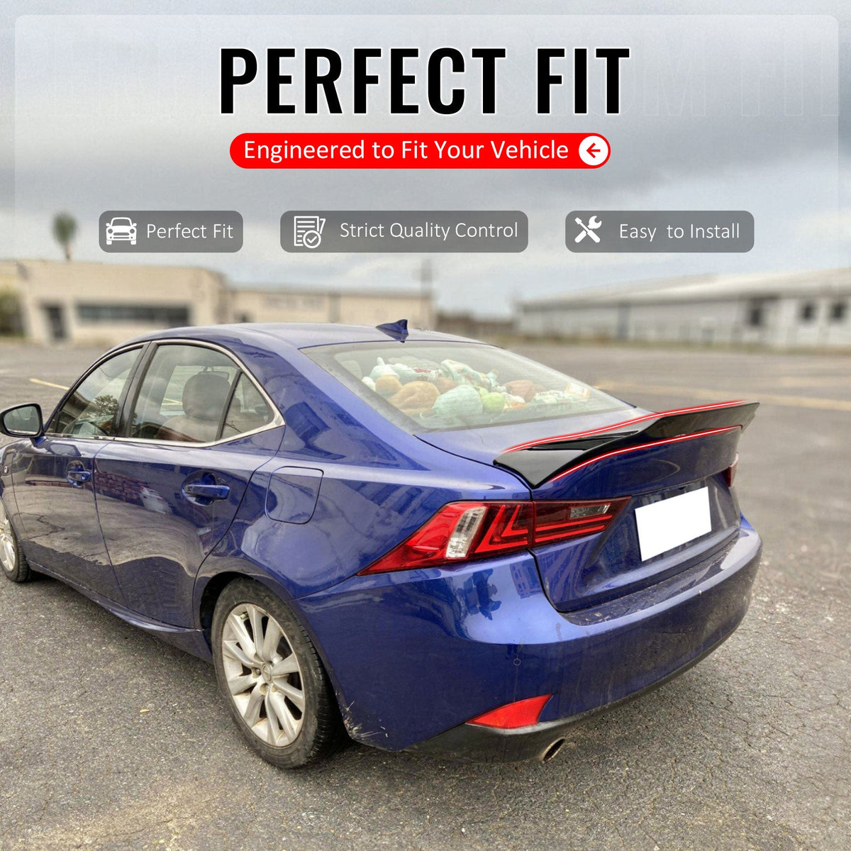 Trunk Spoiler for Lexus IS200t IS250 IS300 IS350 Sedan 2014-2020 R Style Gloss Black ABS