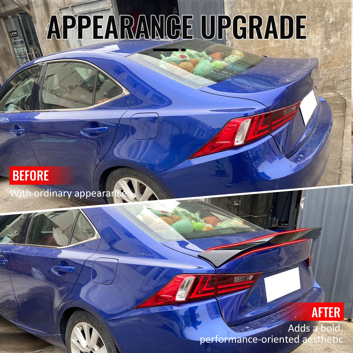 Trunk Spoiler for Lexus IS200t IS250 IS300 IS350 Sedan 2014-2020 R Style Gloss Black ABS