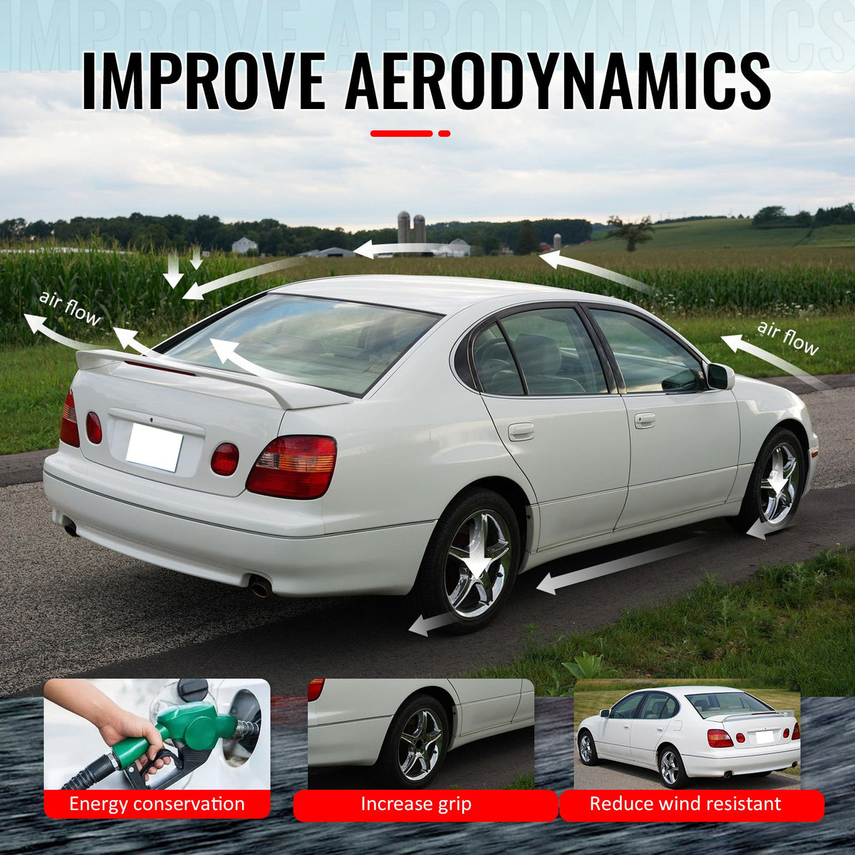 1998-2005 Lexus GS300 & 01-05 IS300 Painted #White Trunk Spoiler W/LED