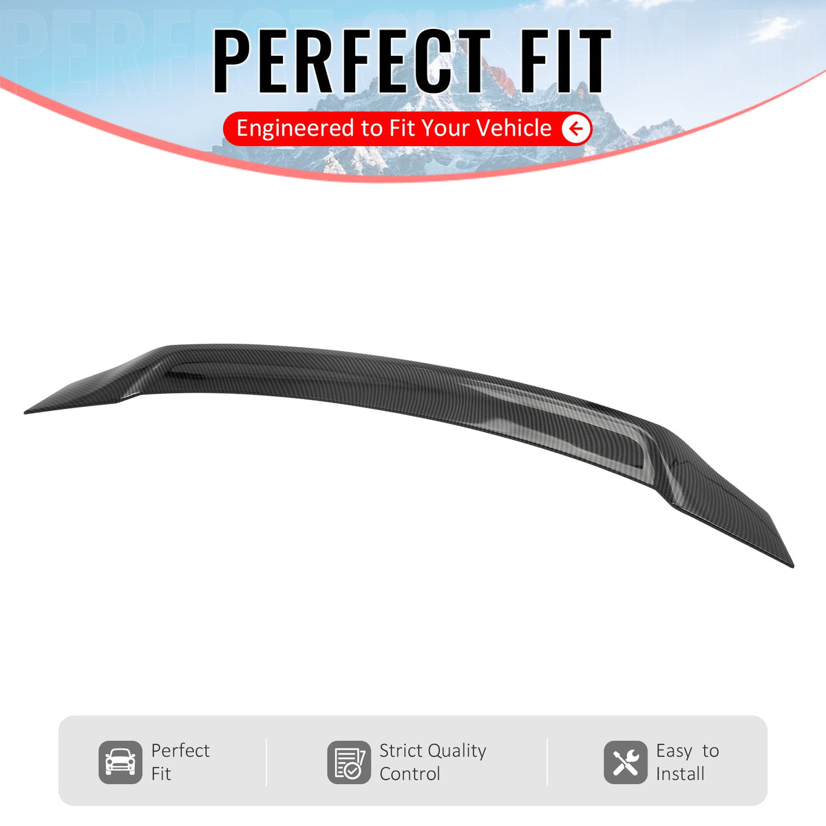 2008-2017 Mitsubishi Lancer R Style Carbon Fiber Print Trunk Spoiler ABS