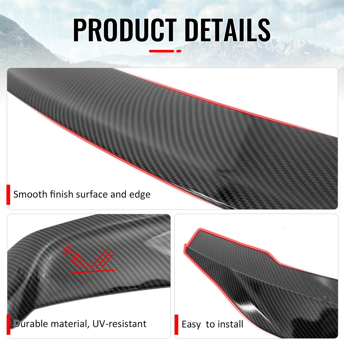2008-2017 Mitsubishi Lancer R Style Carbon Fiber Print Trunk Spoiler ABS