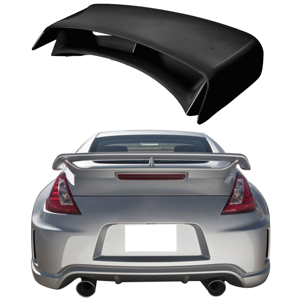 2009-2021 Nissan 370Z Coupe 2PCS Stand Up Rear Trunk Deck Lid Spoiler Wing Lip Nismo Style ABS Plastic Painted #NAG Black Cherry Pearl
