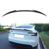 2024-Up Tesla Model 3 V Style Carbon Fiber Print Trunk Spoiler Lip ABS