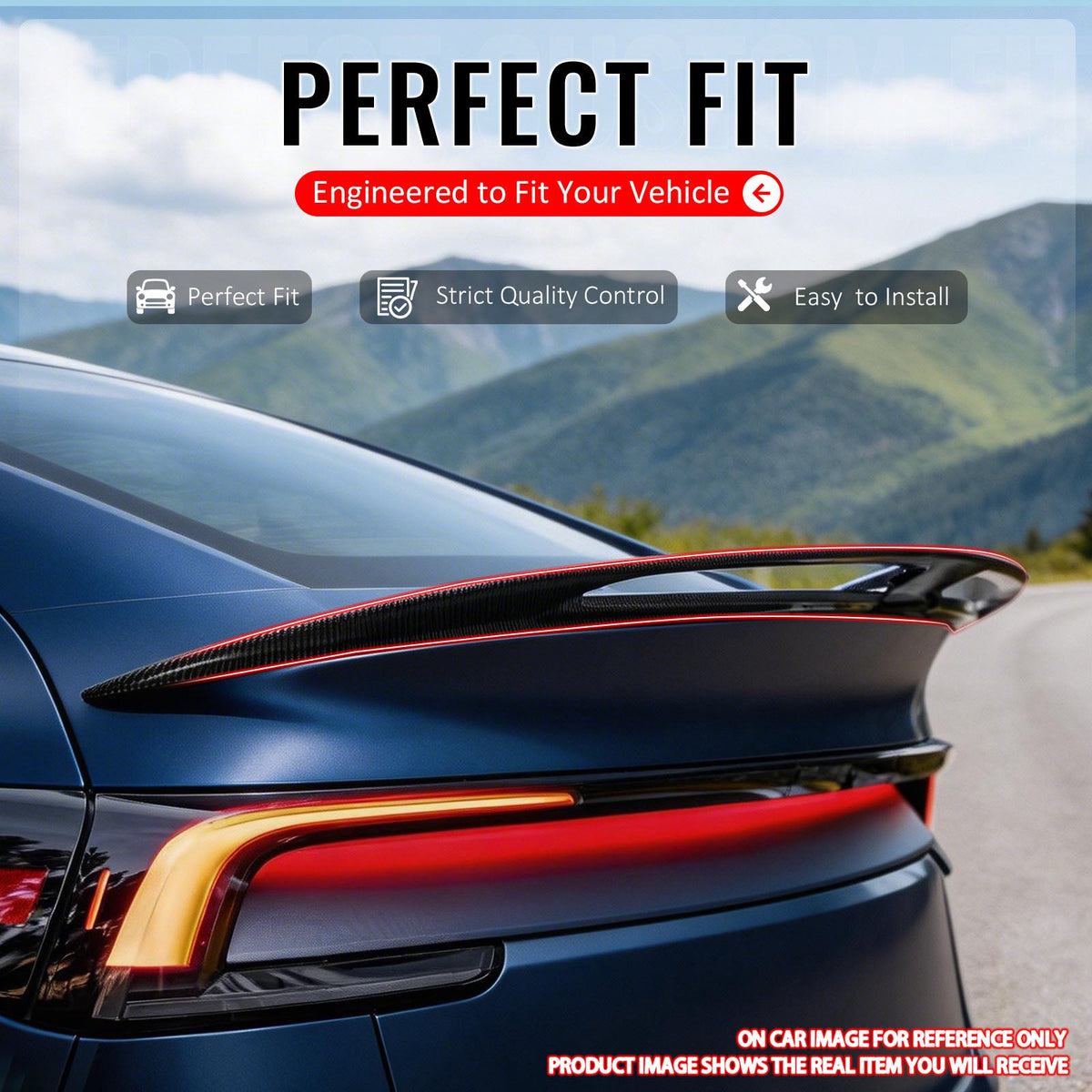 2025-2026 Tesla Model Y Trunk Spoiler IKON V2 Style Gloss Black ABS Plastic Rear Trunk Lid Spoiler Wing Lip