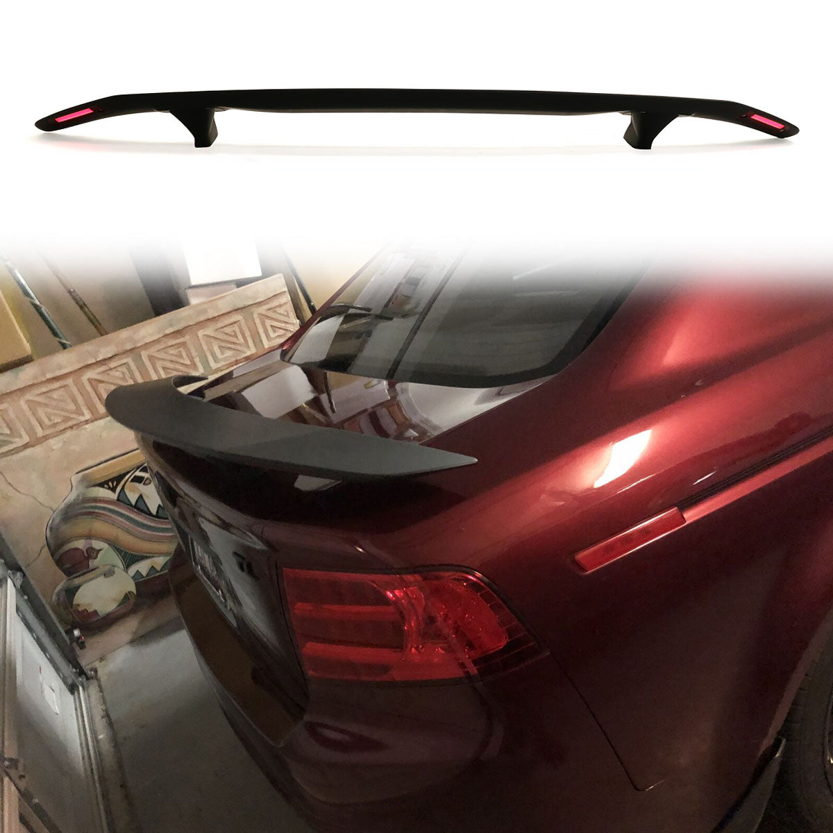 Universal Fit 2 Post Rear Spoiler Wing W/ LED Turn Signal Light ABS