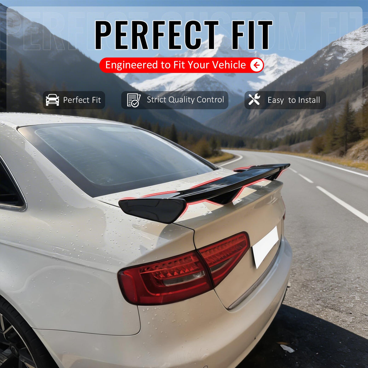 2017-2024 Audi A4 S4 54'' PRO Style Matte Black Rear Trunk Spoiler Wing Lip ABS