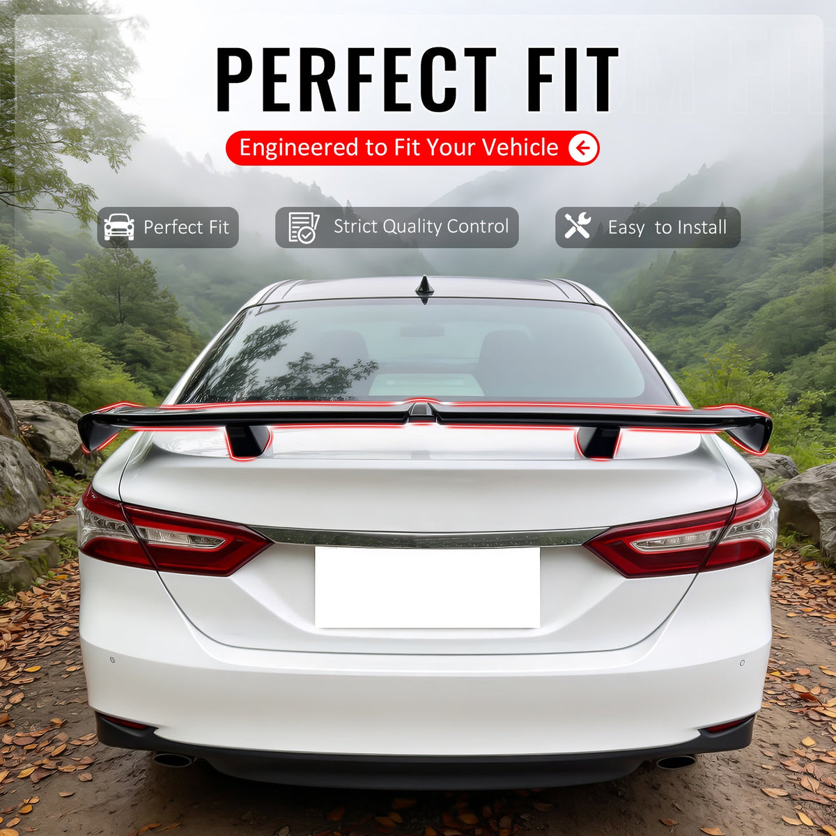 2018-2024 Toyota Camry 54'' PRO Style Gloss Black Rear Trunk Spoiler Wing Lip ABS