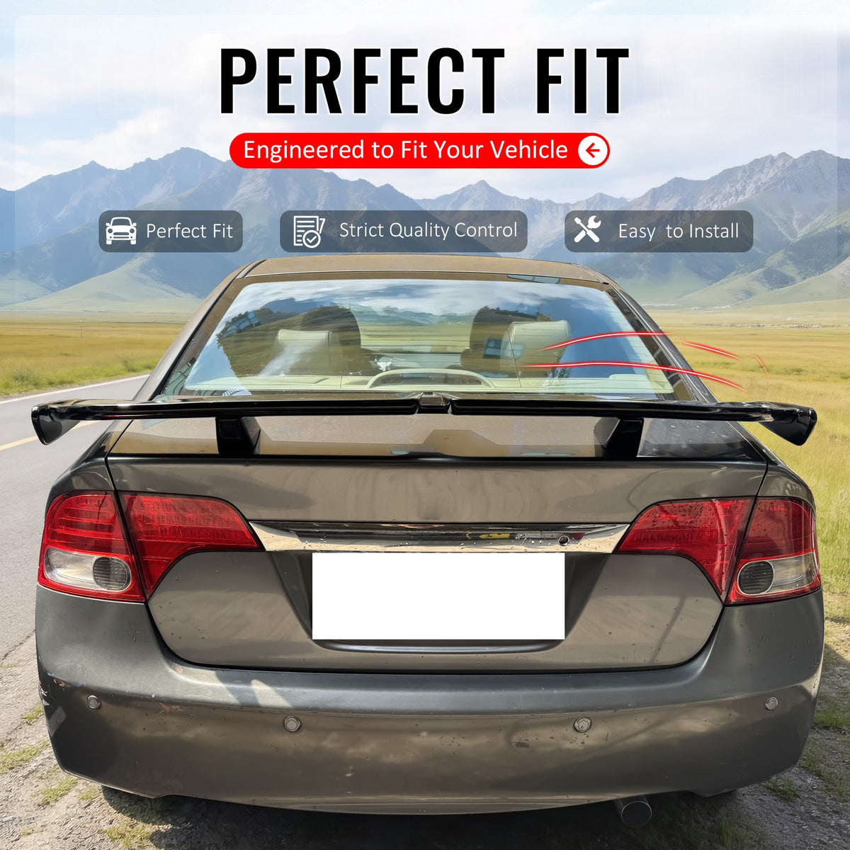 2006-2011 Honda Civic 54'' PRO Style Gloss Black Rear Trunk Spoiler Wing Lip ABS