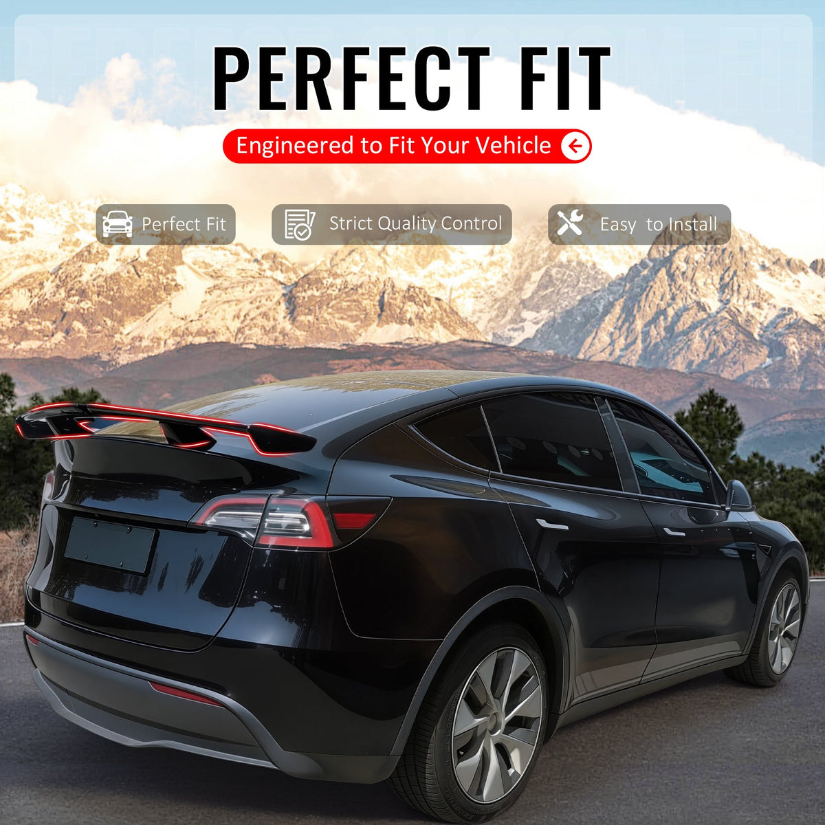 2020-2026 Tesla Model Y 54'' PRO Style Gloss Black Rear Trunk Spoiler Wing Lip ABS
