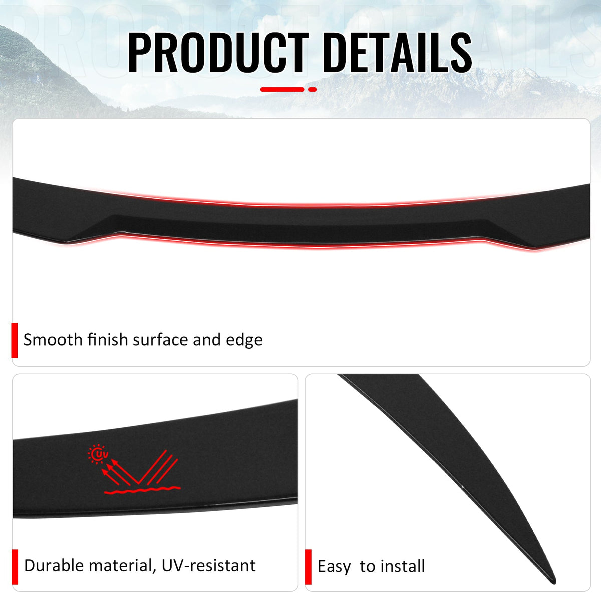 2017-2026 Alfa Romeo Stelvio V Style Trunk Middle Spoiler Wing Gloss Black ABS