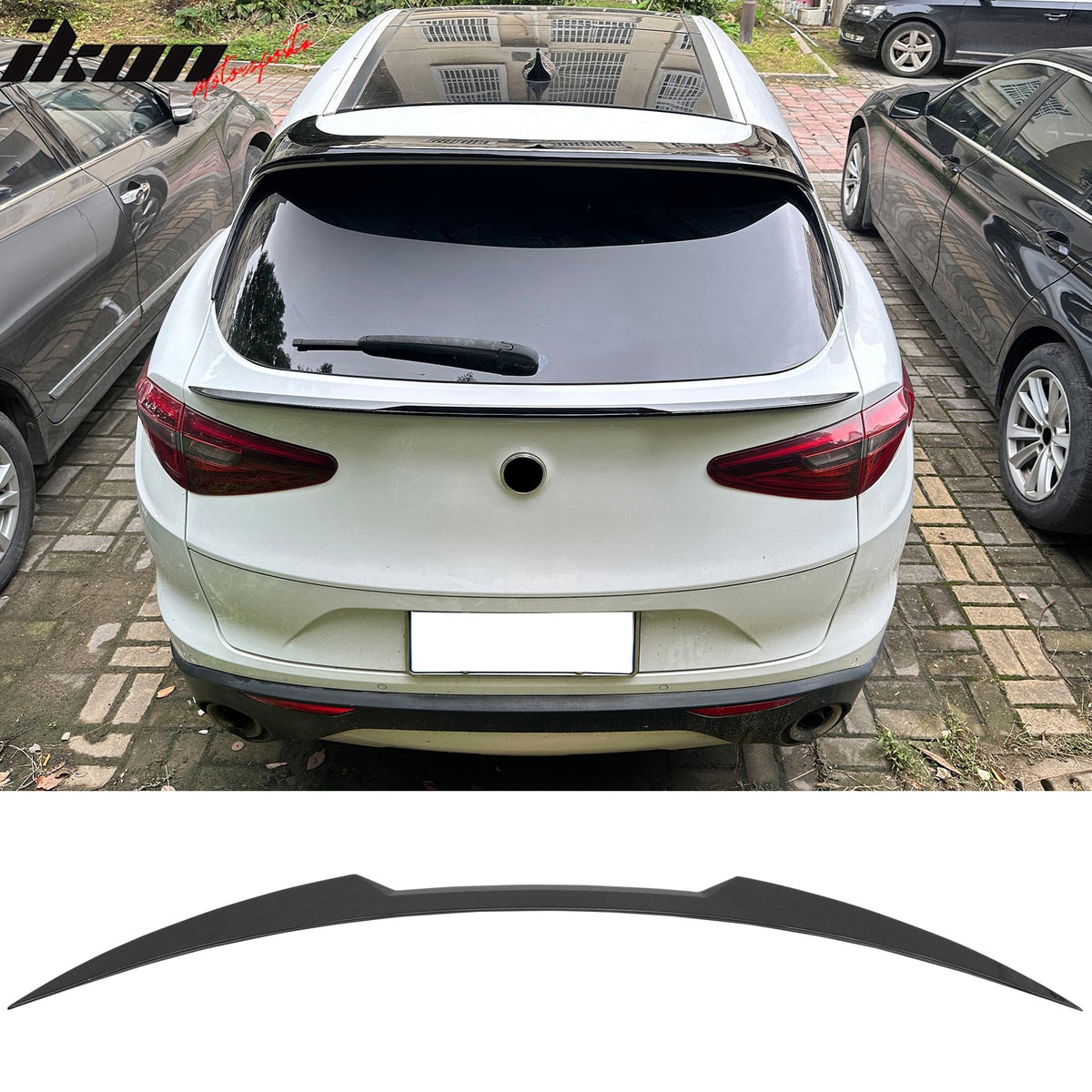 2017-2026 Alfa Romeo Stelvio V Style Trunk Middle Spoiler Wing Gloss Black ABS