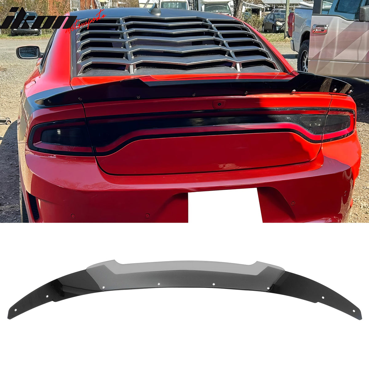 Wickerbill Spoiler Gurney Flap for 2015-2023 Dodge Charger Black Venom V2 Style PC