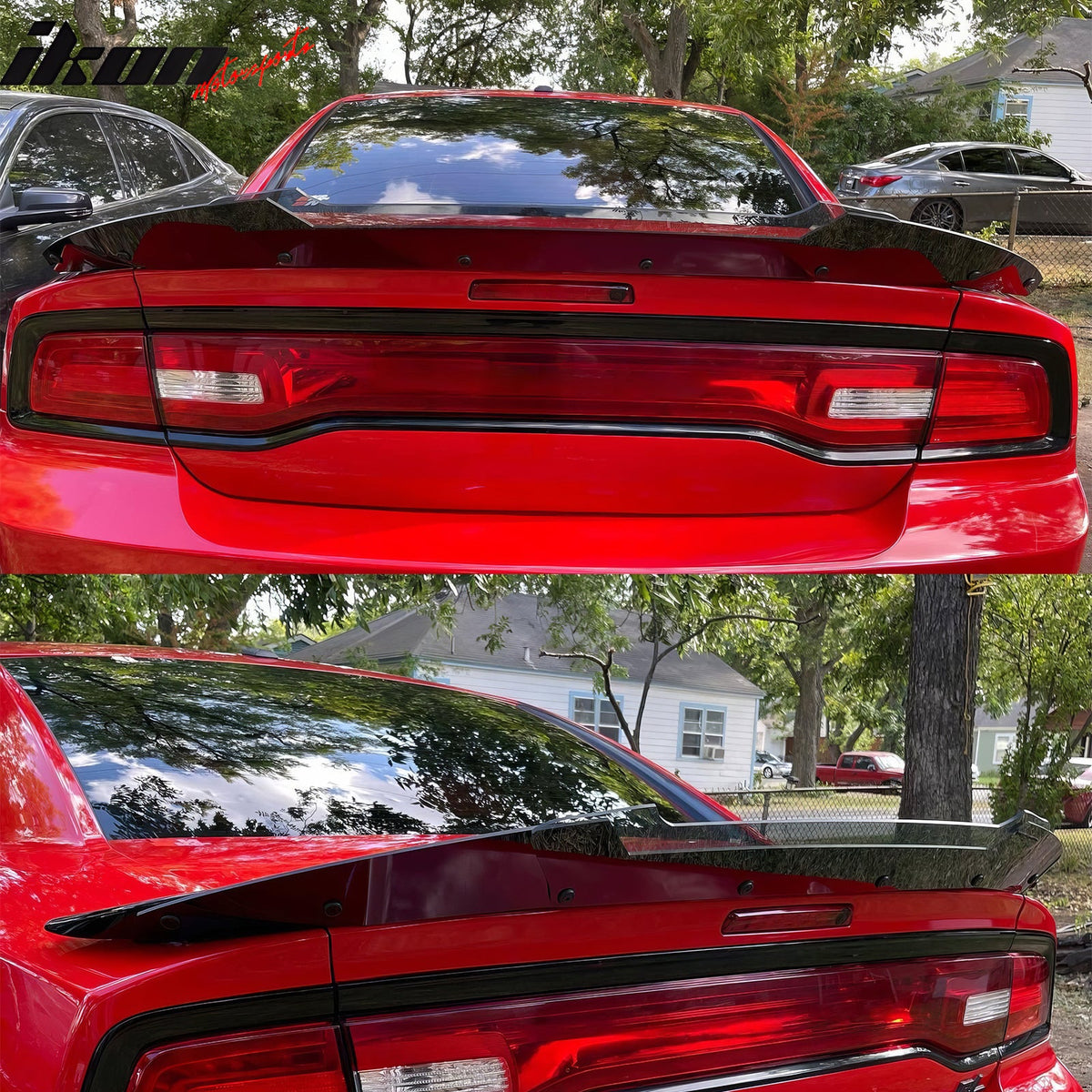 Wickerbill Spoiler Gurney Flap for 2015-2023 Dodge Charger Black Venom V2 Style PC