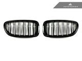 AutoTecknic Dual-Slats Gloss Black Front Grille Set - F10 5-Series | M5