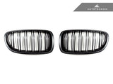 AutoTecknic Dual-Slats Stealth Black Front Grille Set - F10 5-Series | M5