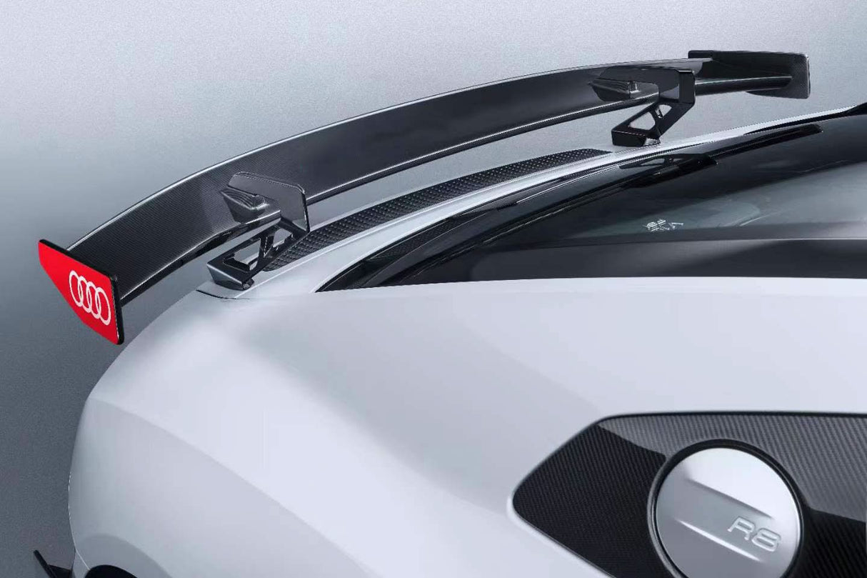 2016-2025 Audi R8 GEN2 Coupe & Spyder Performance Parts Style Dry Carbon Fiber Trunk Wing with Aluminum Legs