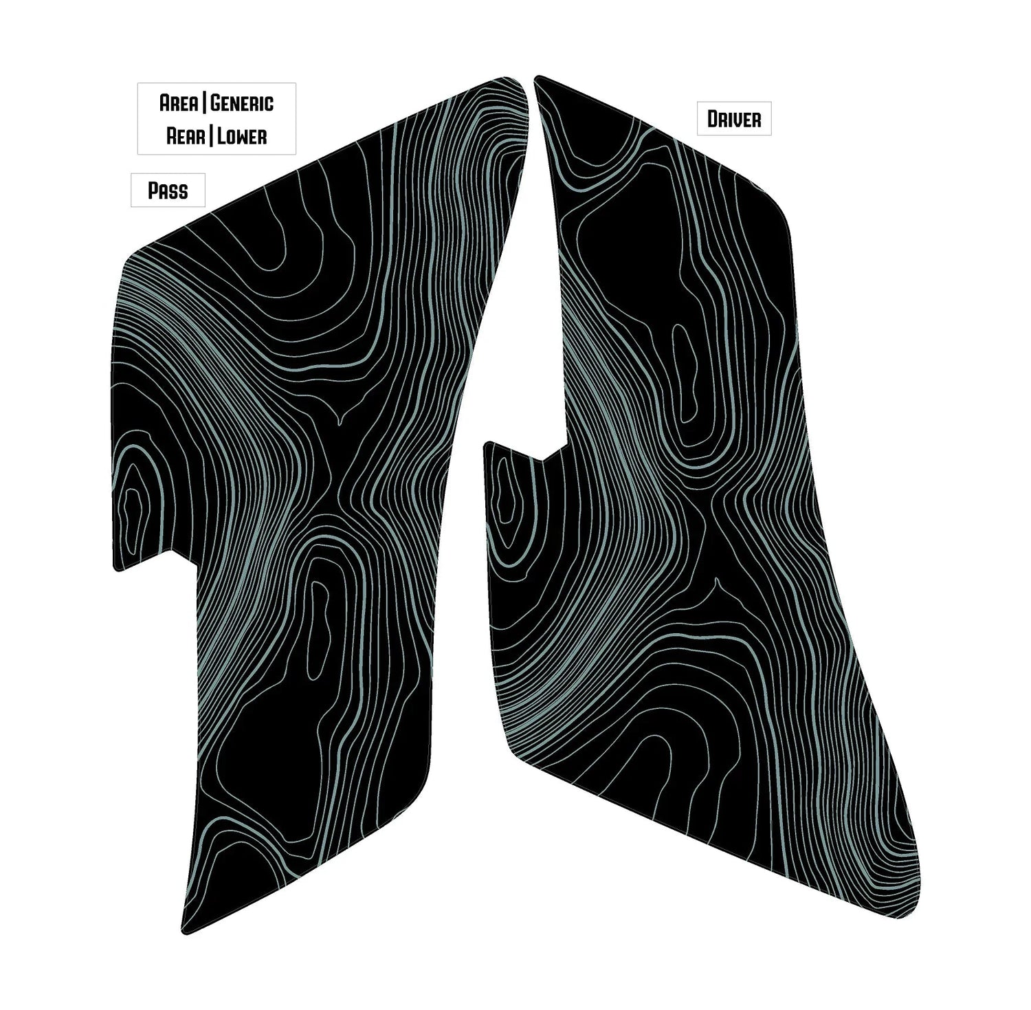 Topo Rear Interior Lower Door Card Insert Overlays (Printed Series) - 2021+ Bronco 4 Door