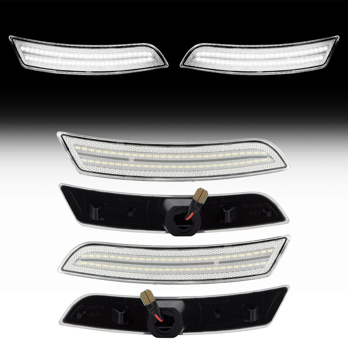 2016-2025 Camaro Clear Lens White Dynamic Animation LED Side Markers Set