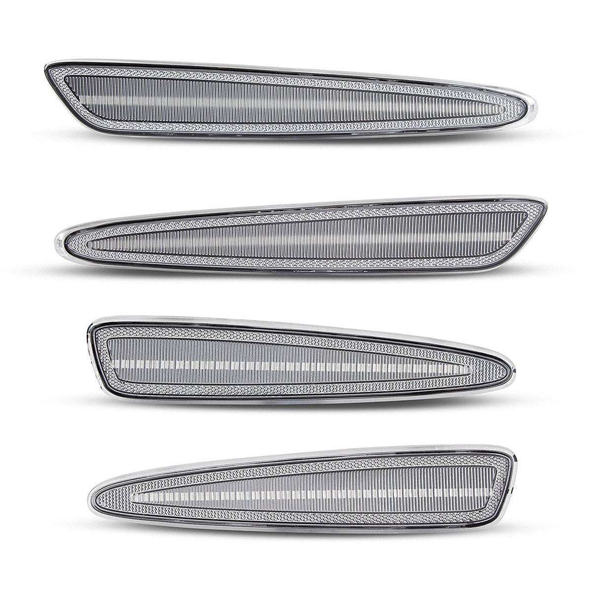 2005-2013 Corvette C6 Clear Lens White Dynamic Animation LED Side Markers Set