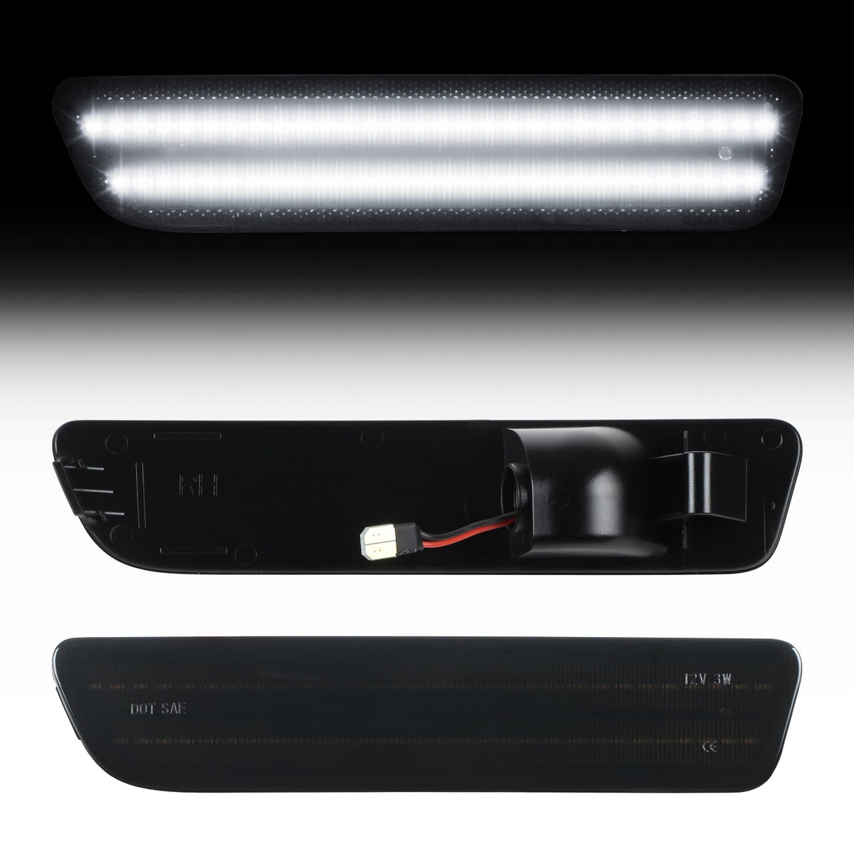 2005-2009 Ford Mustang Smoke Lens White Dynamic Animation LED Side Markers