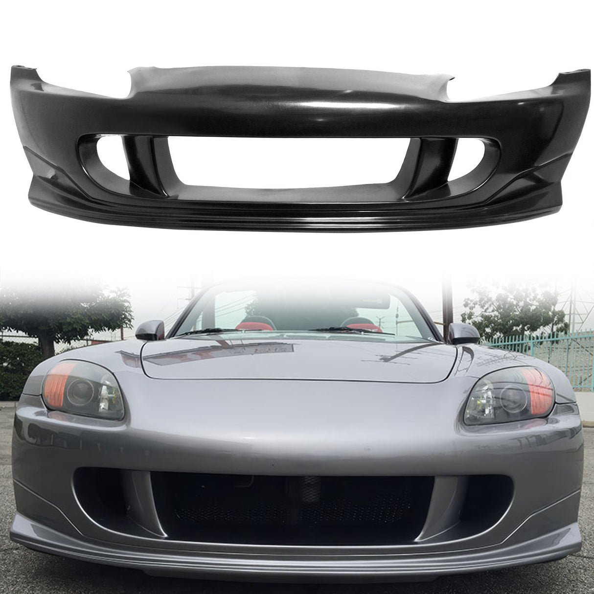2000-2009 Honda S2000 R1 Style Unpainted Black Front Bumper Cover PU