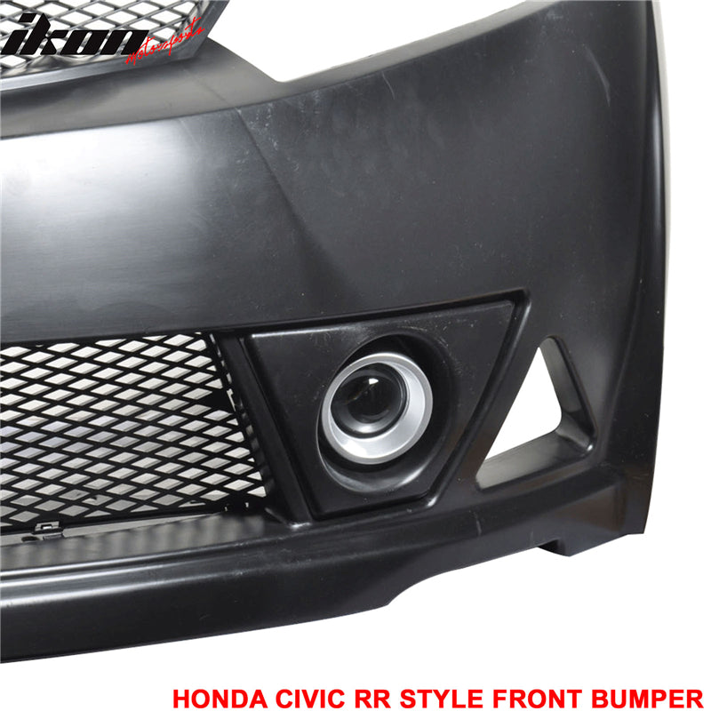 Fits 06-11 Civic Mugen RR Front Bumper + Fender Flare + LED DRL Lights