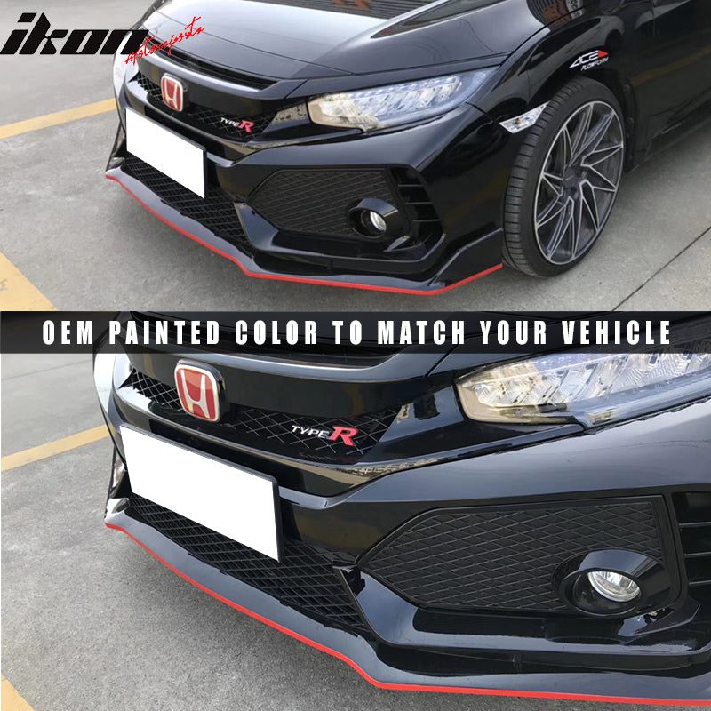 2016-2021 Honda Civic Type-R Style Front Bumper & Lip Gloss Black Red