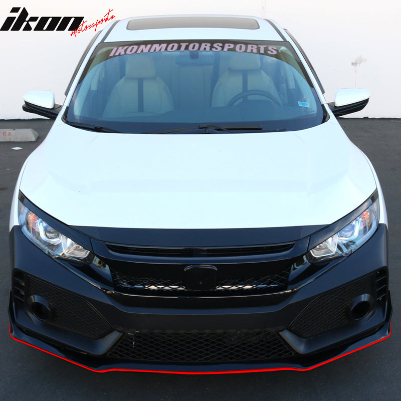 2016-2021 Honda Civic Type-R Style Front Bumper & Lip Gloss Black Red