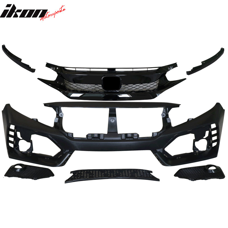 2016-2021 Honda Civic 10th-Gen Type-R Style Front Bumper Conversion