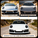 Front Bumper Cover for Porsche 911 991 12-19 to 992 Turbo SD Style w/ DRL