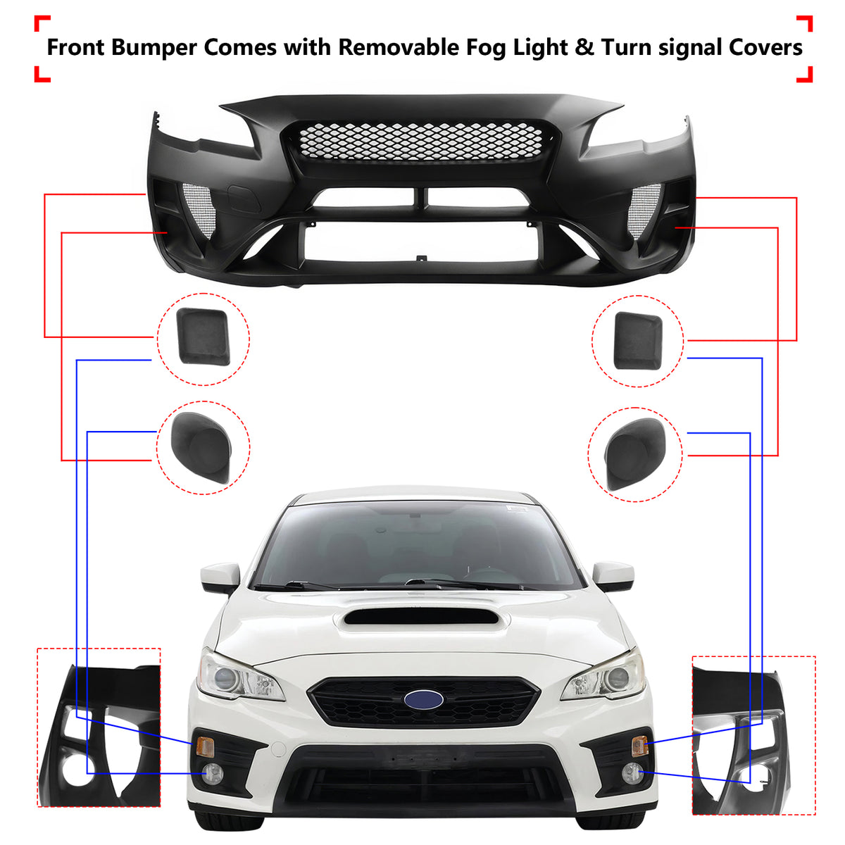 2015-2021 Subaru WRX STI Front Bumper Cover Varis Style Conversion with Lip