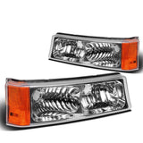 03-07 Chevrolet Avalanche Silverado Chrome Amber Bumper Lights 2PC