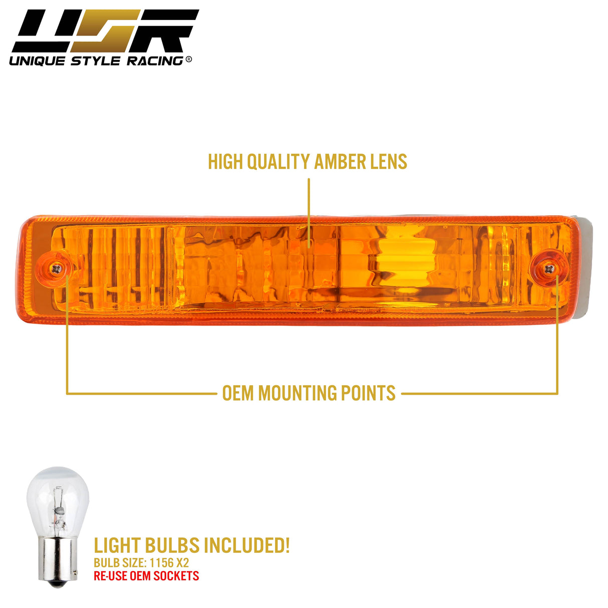 1990-1991 Honda Crx Depo Crystal 脢Amber Bumper Lights