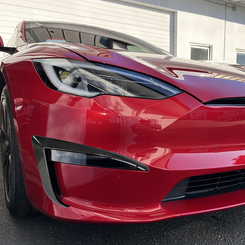 2021-2026 Tesla Model S Gloss Black Front Canard Splitter Carbon Fiber