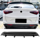 2017-2026 Alfa Romeo Stelvio Gloss Black V Style Rear Bumper Diffuser Guard ABS