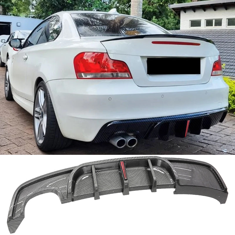 2008-2013 BMW 1-Series MP Rear Diffuser W/ LED Carbon Fiber Print ABS