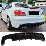 2008-2013 BMW 1-Series E82 E88 MP Rear Diffuser W/ LED Gloss Black ABS